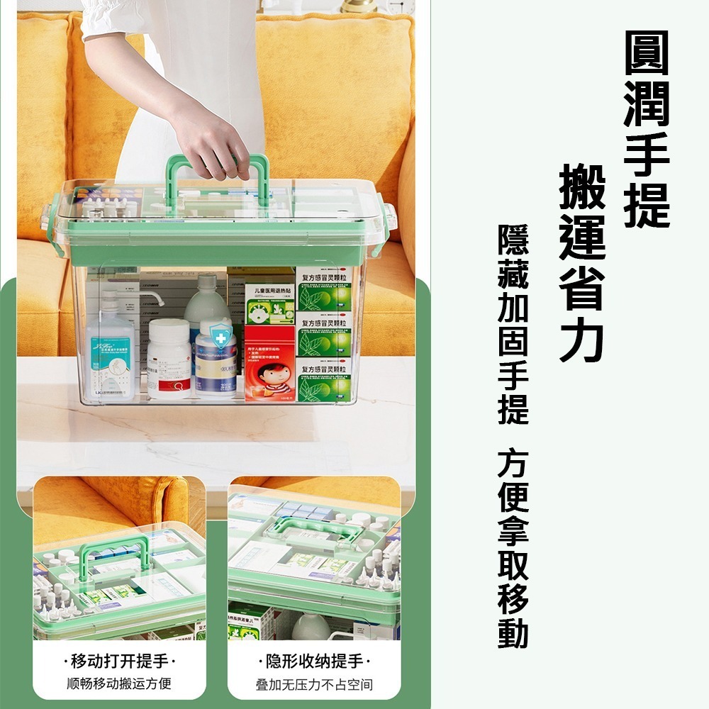 【OBIYUAN】藥箱 大容量 雙層 透明 收納箱 整理箱【SR305】-細節圖6