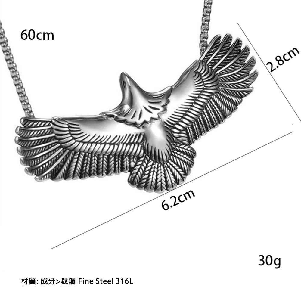 【OBIYUAN】項鍊 印地安 老鷹 展翅 禮物 送飾品盒【SR312】-細節圖2