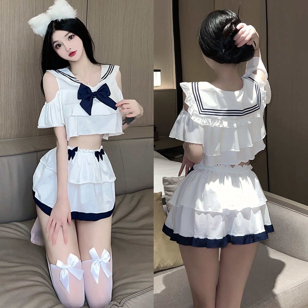 【OBIYUAN】水手服 蝴蝶結 荷葉邊上衣+ 短裙 學生服 情趣用品 【SE1204】-細節圖3