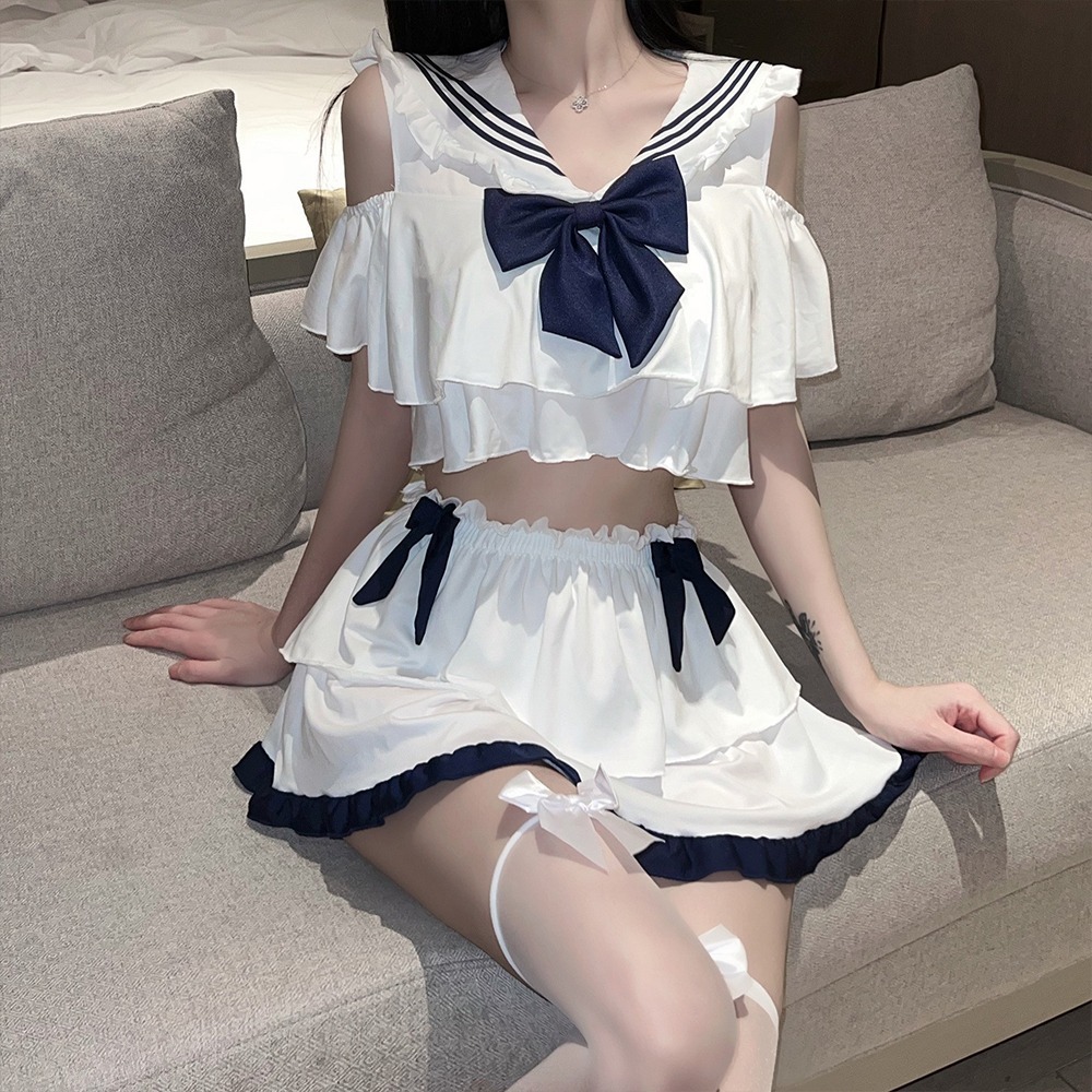 【OBIYUAN】水手服 蝴蝶結 荷葉邊上衣+ 短裙 學生服 情趣用品 【SE1204】-細節圖5