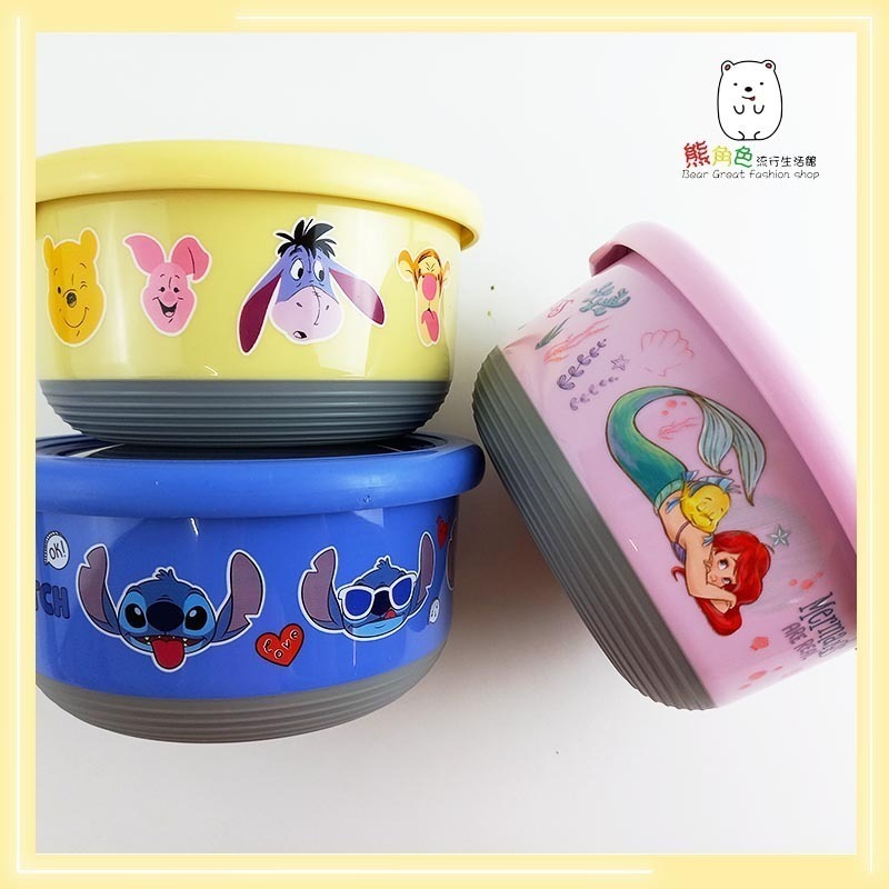 迪士尼 不鏽鋼圓形保鮮餐碗 止滑碗 防滑碗 維尼 史迪奇 小美人魚 【DS0260】 熊角色流行生活館-細節圖5