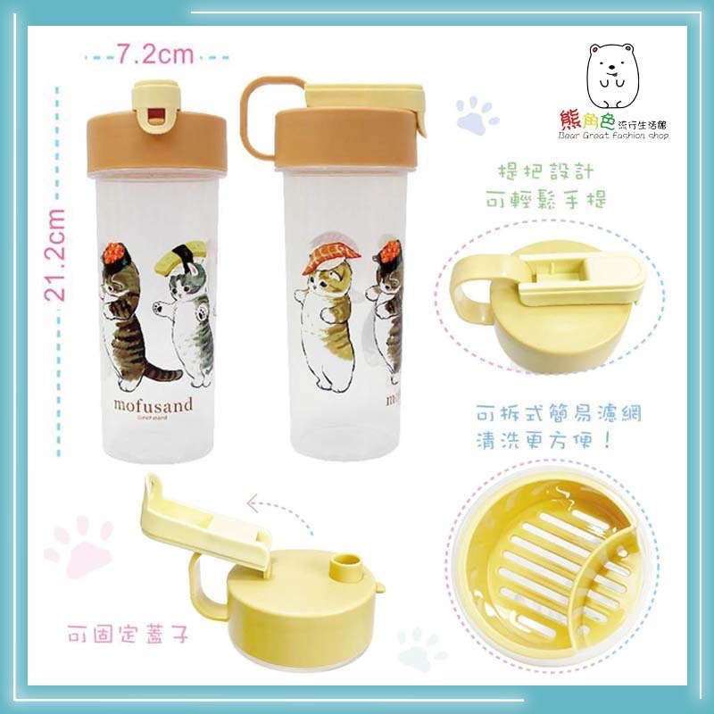 貓福珊迪 附掛水壺540ml 水壺 壽司 鯊魚 【MF0037】 熊角色流行生活館-細節圖2