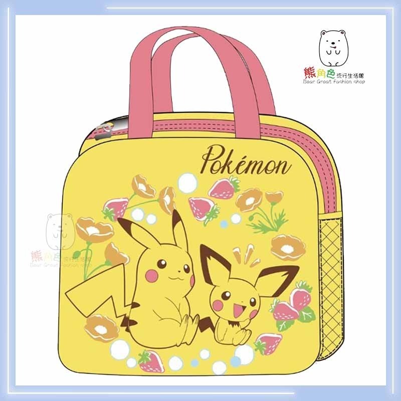 寶可夢 雙網便當袋 皮卡丘黃 珍珠桃 淺藍 藍 夥伴黃 粉 黑 紅 耿鬼 快龍 皮丘 【ZZ0149】 熊角色流行生活-規格圖5