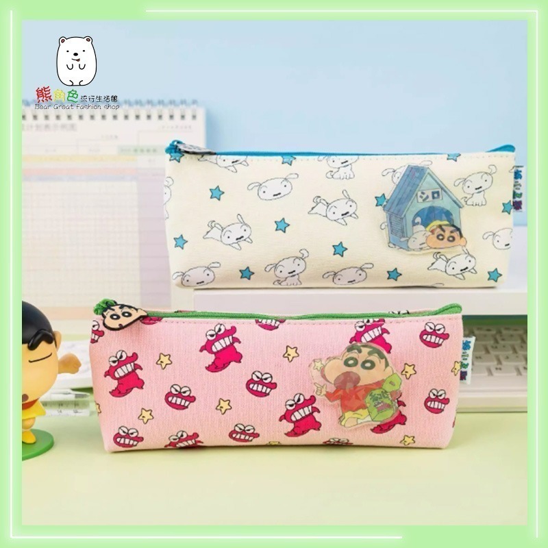 蠟筆小新 帆布可愛公仔別針筆袋 帆布三角筆袋 睡衣 餅乾 制服 小白家 【ZZ0101】 熊角色流行生活館-細節圖6