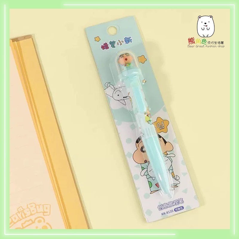 蠟筆小新 創意景觀筆 自動原子筆 獨立包裝 綠 黃 【ZZ0059】 熊角色流行生活館-規格圖7