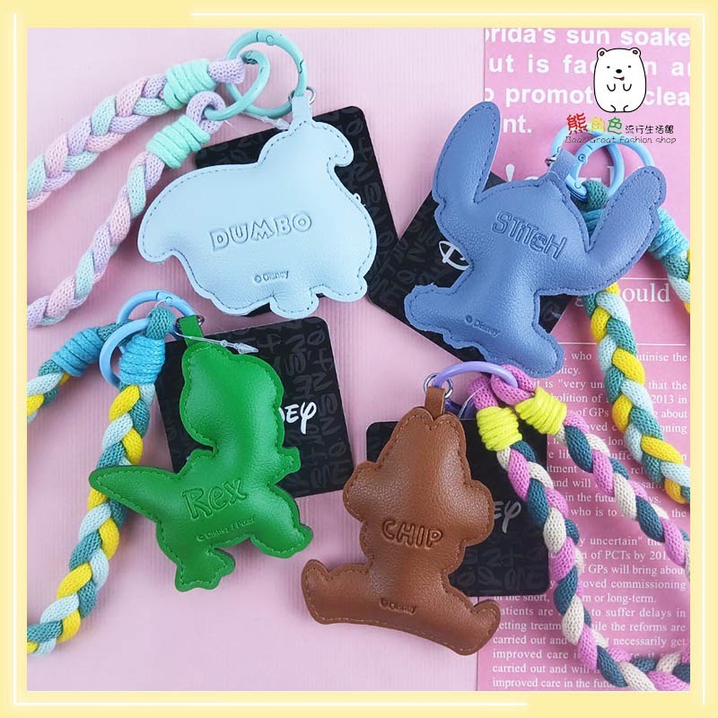 迪士尼 Q萌鼓鼓皮革掛繩鑰匙圈 鎖圈 三眼怪 抱抱龍 火腿豬 熊抱哥 瑪麗貓 小飛象 【DS0267】 熊角色流行生活館-細節圖5