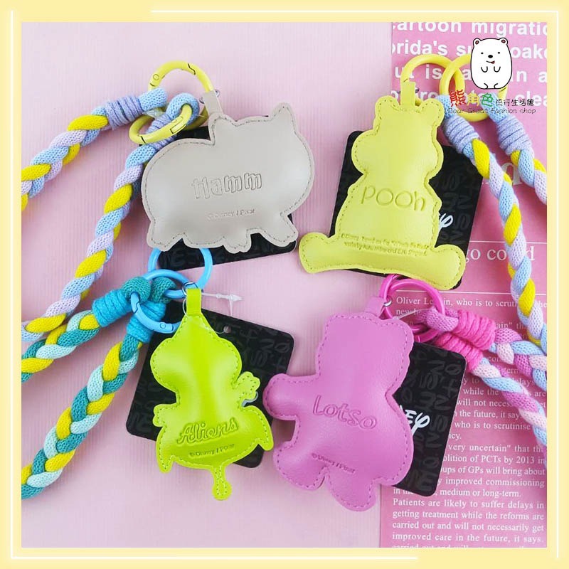 迪士尼 Q萌鼓鼓皮革掛繩鑰匙圈 鎖圈 三眼怪 抱抱龍 火腿豬 熊抱哥 瑪麗貓 小飛象 【DS0267】 熊角色流行生活館-細節圖7
