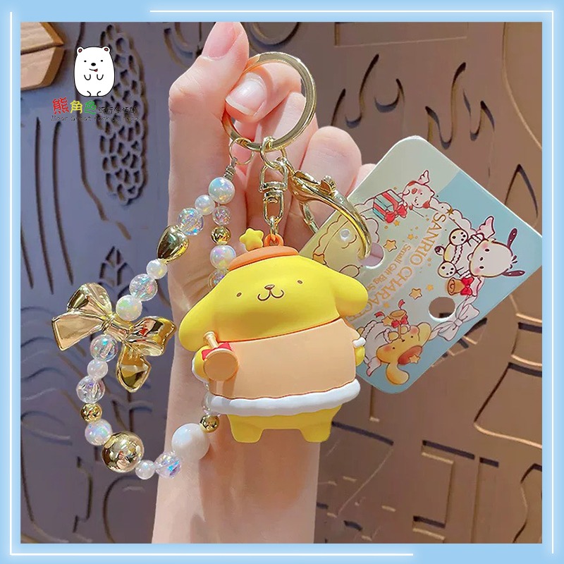 三麗鷗 小天使串珠鏈鑰匙圈 鎖圈 KT 大耳狗 帕恰狗 酷洛米 布丁狗 美樂蒂 【KT0012】 熊角色流行生活館-規格圖6