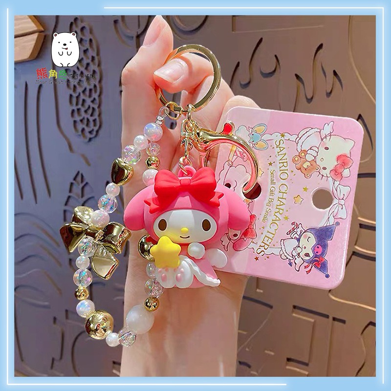 三麗鷗 小天使串珠鏈鑰匙圈 鎖圈 KT 大耳狗 帕恰狗 酷洛米 布丁狗 美樂蒂 【KT0012】 熊角色流行生活館-規格圖6