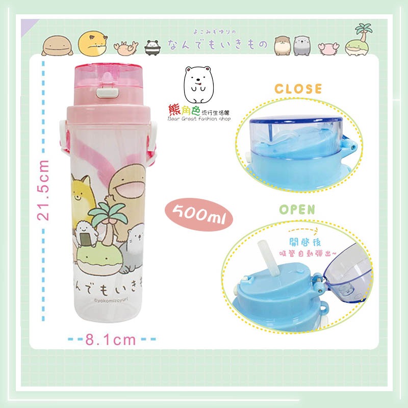 朗萌綺盟 小巧吸管水壺500ml 粉 綠 【NM0010】 熊角色流行生活館-細節圖2