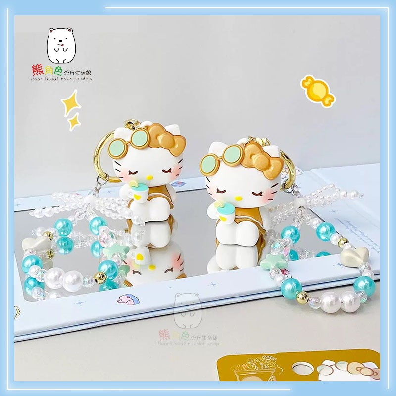 三麗鷗 悠閒系列串珠鏈鑰匙圈 鎖圈 KT 黑色 金色 【KT0012】 熊角色流行生活館-細節圖4