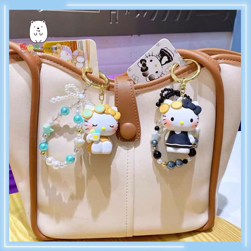 三麗鷗 悠閒系列串珠鏈鑰匙圈 鎖圈 KT 黑色 金色 【KT0012】 熊角色流行生活館-細節圖7