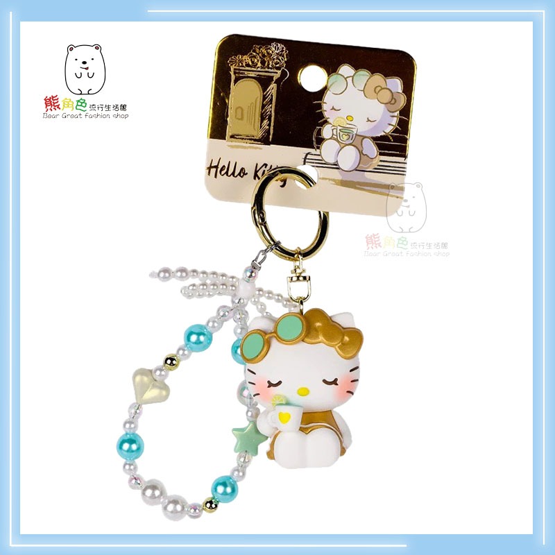 三麗鷗 悠閒系列串珠鏈鑰匙圈 鎖圈 KT 黑色 金色 【KT0012】 熊角色流行生活館-規格圖7