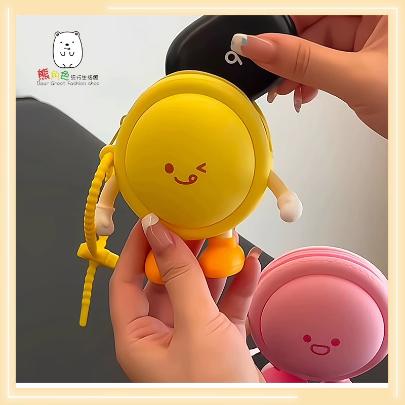 馬卡龍表情硅膠零錢包 收納包 零錢包 黃 藍 綠 粉 【ZZ0095】 熊角色流行生活館-細節圖3