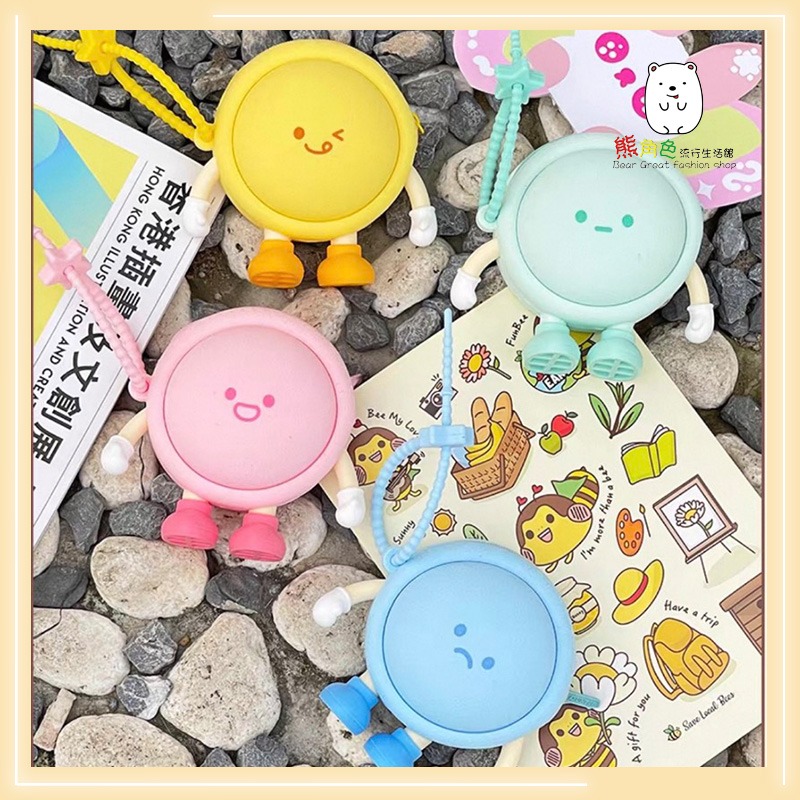 馬卡龍表情硅膠零錢包 收納包 零錢包 黃 藍 綠 粉 【ZZ0095】 熊角色流行生活館-細節圖4