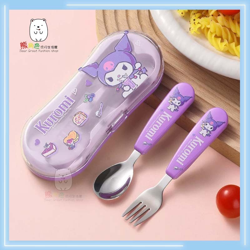 三麗鷗 便攜湯叉套裝 可愛餐具組 KT 酷洛米 大耳狗 【KT0029】 熊角色流行生活館-細節圖3