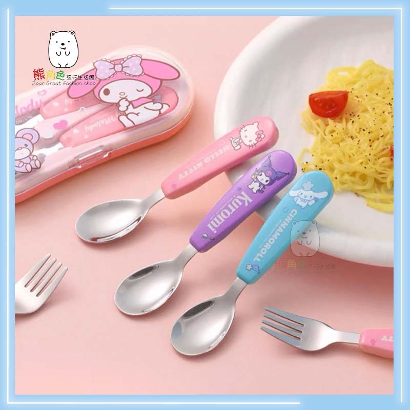 三麗鷗 便攜湯叉套裝 可愛餐具組 KT 酷洛米 大耳狗 【KT0029】 熊角色流行生活館-細節圖7