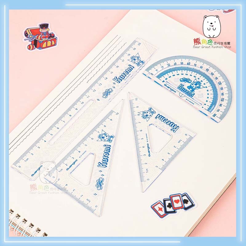 三麗鷗 20公分尺組 直尺 三角板 量角器 美樂蒂 酷洛米 大耳狗 【KT0186】 熊角色流行生活館-細節圖6
