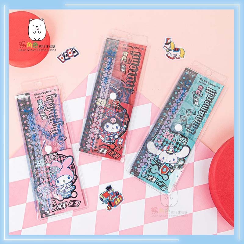 三麗鷗 20公分尺組 直尺 三角板 量角器 美樂蒂 酷洛米 大耳狗 【KT0186】 熊角色流行生活館-細節圖8