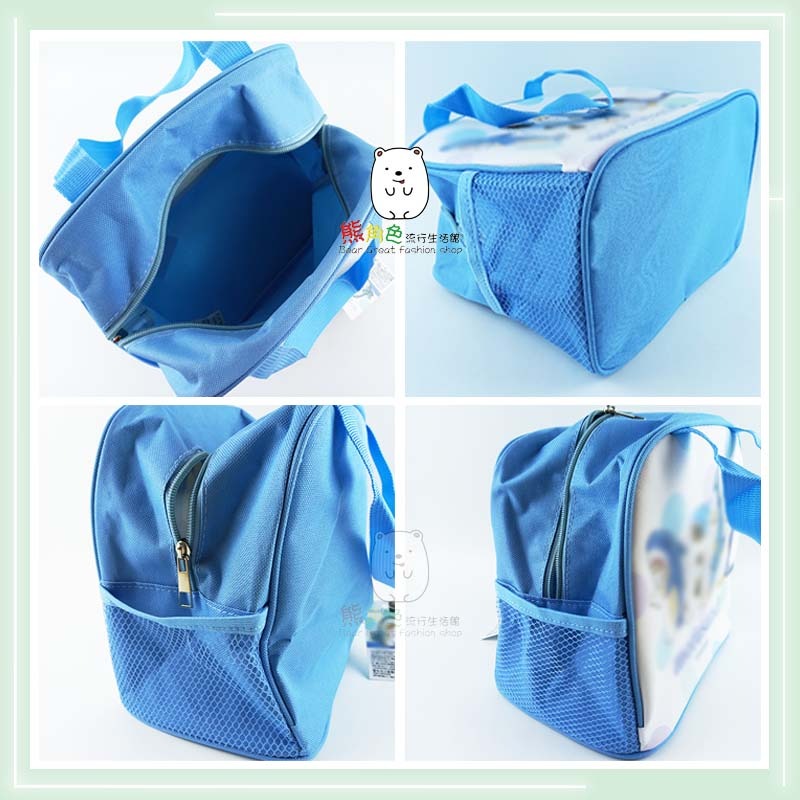 朗萌綺盟 雙網便當袋 收納袋 提袋 藍 粉 【NM0015】 熊角色流行生活館-細節圖3