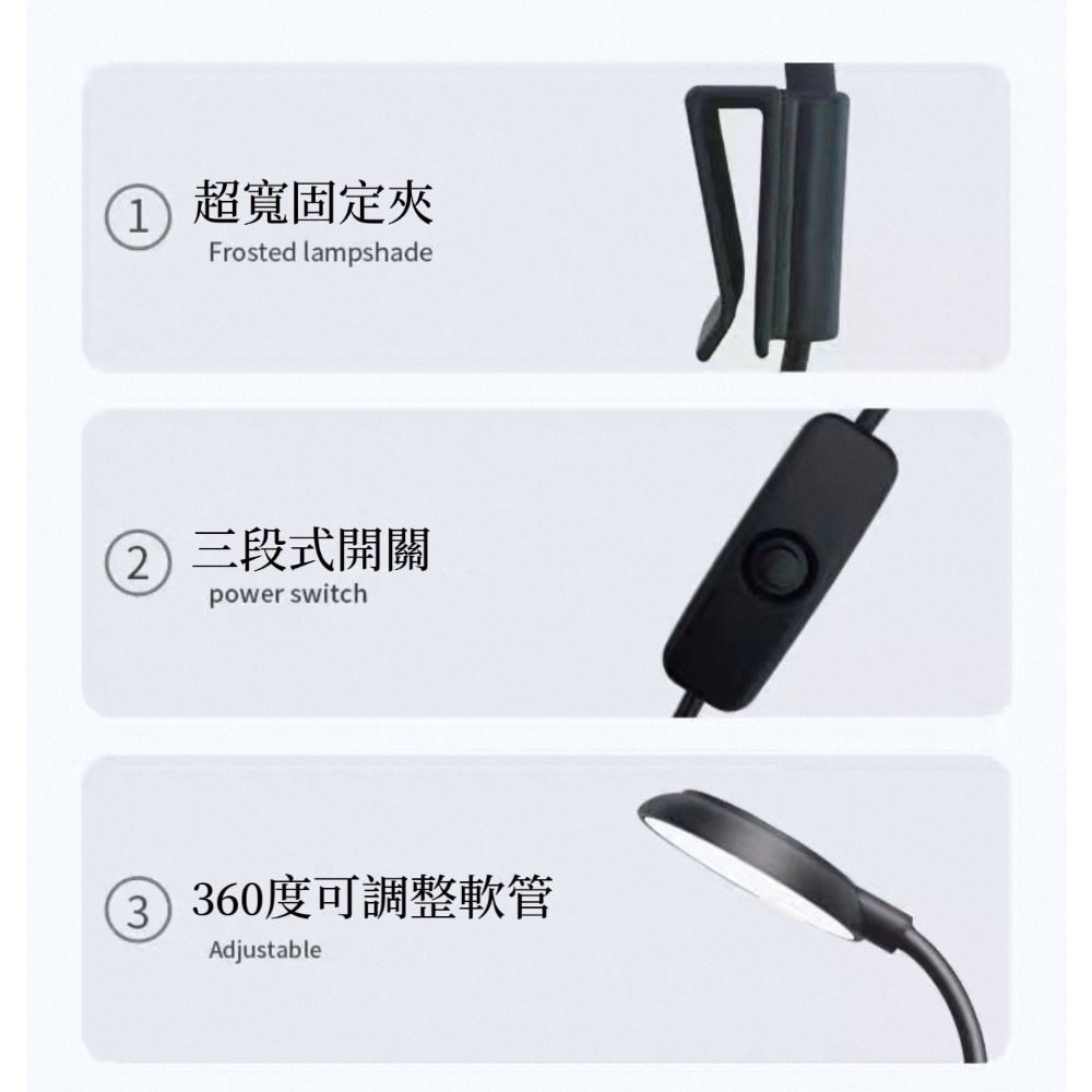 【高顯色/全光譜】USB三色LED魚缸燈 6W 三段調光 迷你水草燈 生態瓶燈 可調角度-細節圖5