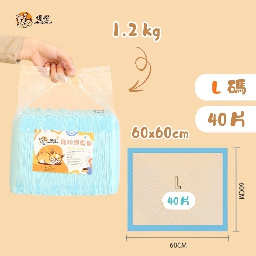 【WingPaw憶橙】高品質寵物尿布墊 1.2KG經濟款-規格圖10
