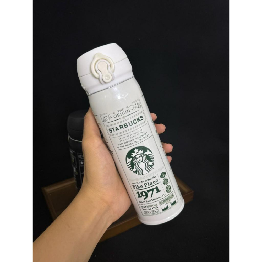 【LUNA-K】星巴克 Starbucks 1971圖紋不鏽鋼保溫杯 黑色 白色＊500ML。S50809-細節圖3