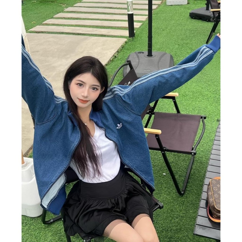 【LUNA-K】adidas 25年新款三葉草標誌牛仔外套＊S-2XL。C50908-細節圖6