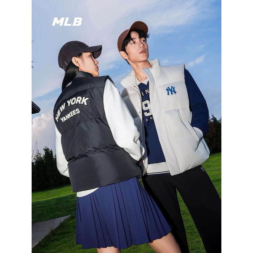【LUNA-K】MLB 25年新款紐約洋基隊LOGO圖紋羽絨背心 黑色 白色 綠色＊S-XL。C50925-細節圖2