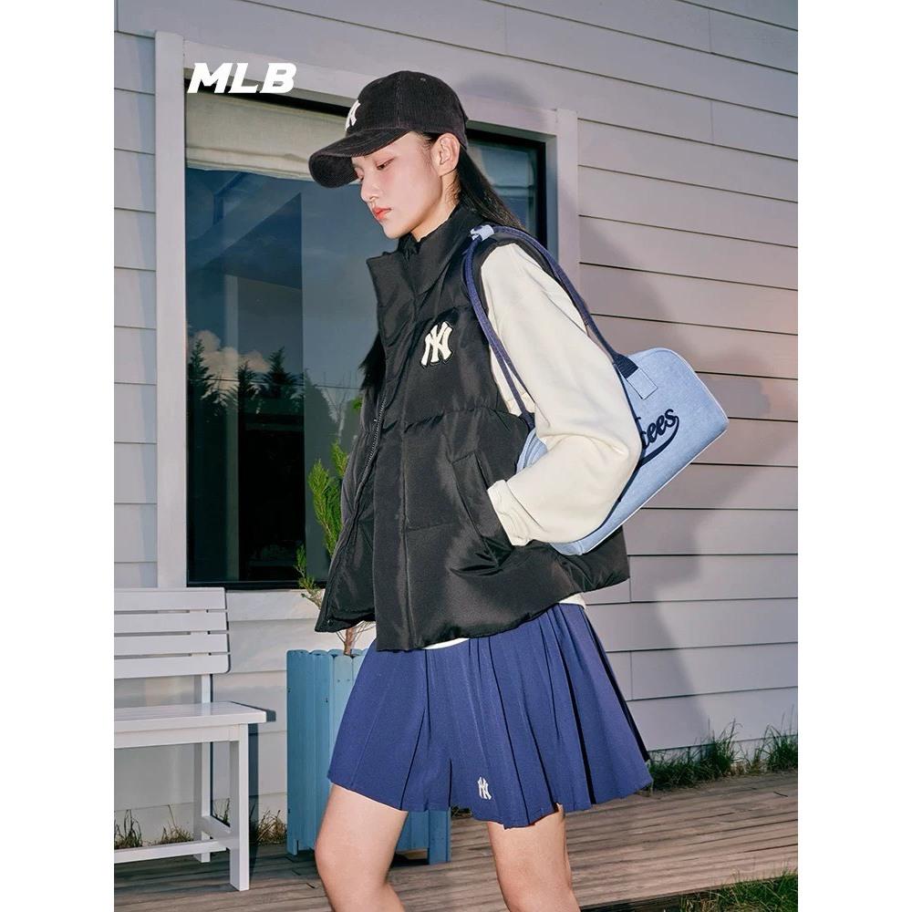 【LUNA-K】MLB 25年新款紐約洋基隊LOGO圖紋羽絨背心 黑色 白色 綠色＊S-XL。C50925-細節圖3