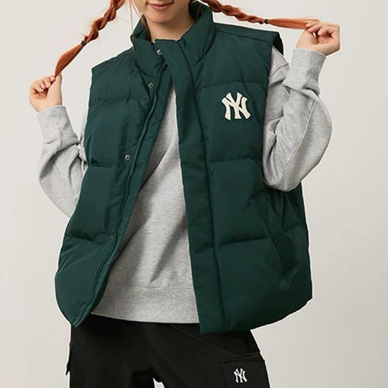 【LUNA-K】MLB 25年新款紐約洋基隊LOGO圖紋羽絨背心 黑色 白色 綠色＊S-XL。C50925-細節圖5