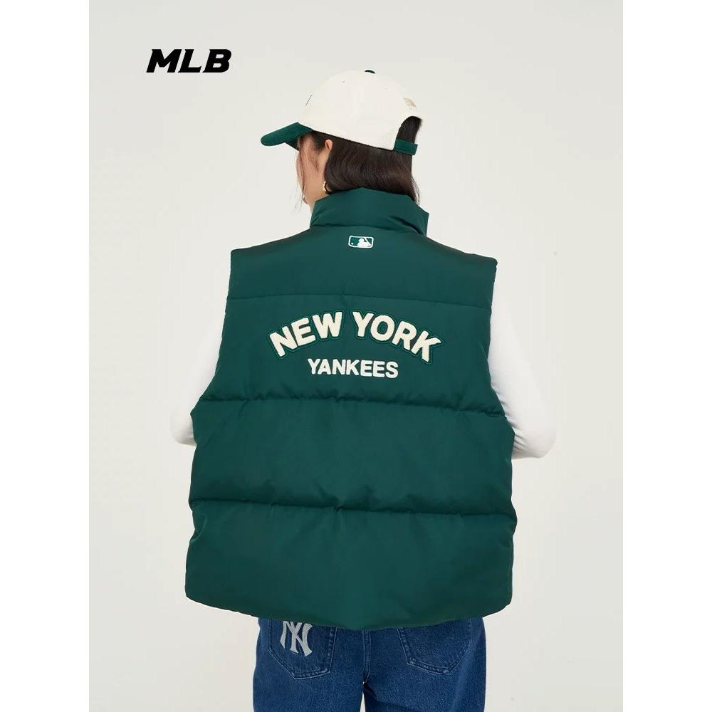 【LUNA-K】MLB 25年新款紐約洋基隊LOGO圖紋羽絨背心 黑色 白色 綠色＊S-XL。C50925-細節圖6