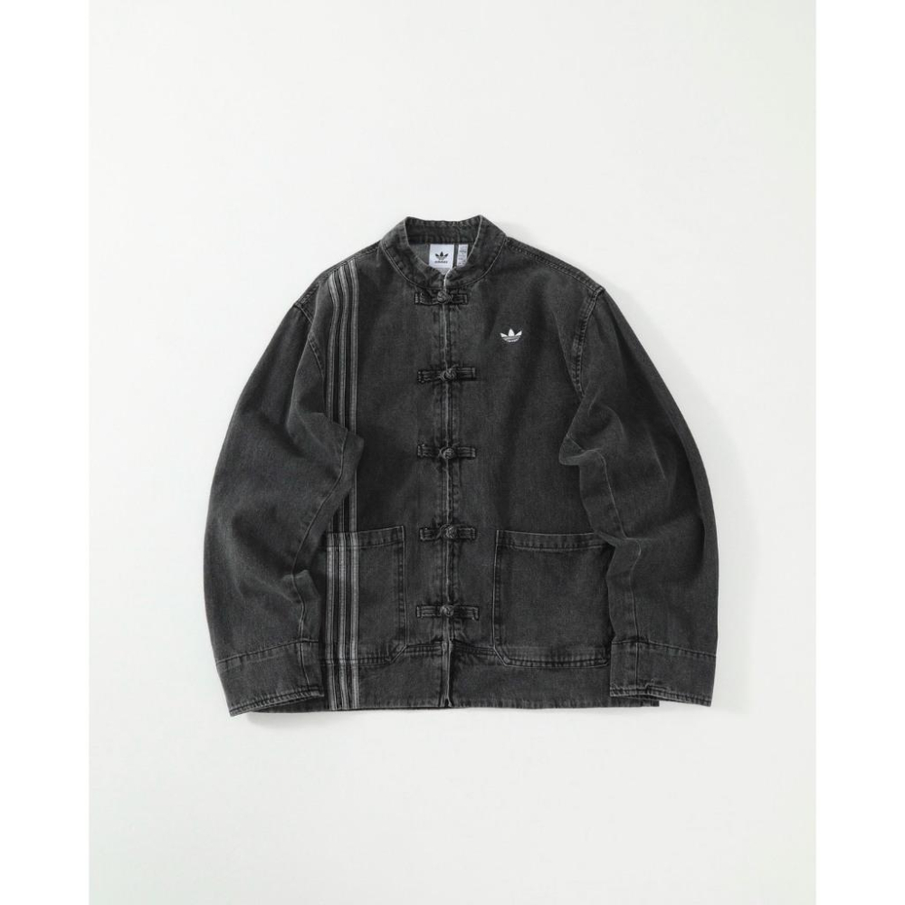 【LUNA-K】adidas 25年新款中式盤扣唐裝水洗牛仔風牛仔外套 深藍 黑灰＊S-XL。C51018-細節圖3