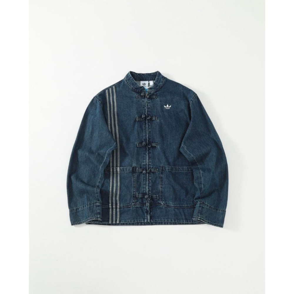 【LUNA-K】adidas 25年新款中式盤扣唐裝水洗牛仔風牛仔外套 深藍 黑灰＊S-XL。C51018-細節圖4