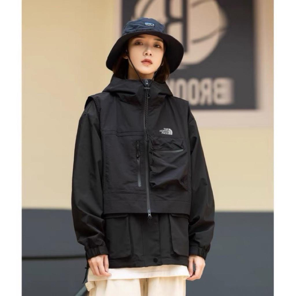 【LUNA-K】THE NORTH FACE 薄款雙拉鍊機能連帽背心 黑色＊M-XL。C50415-細節圖5