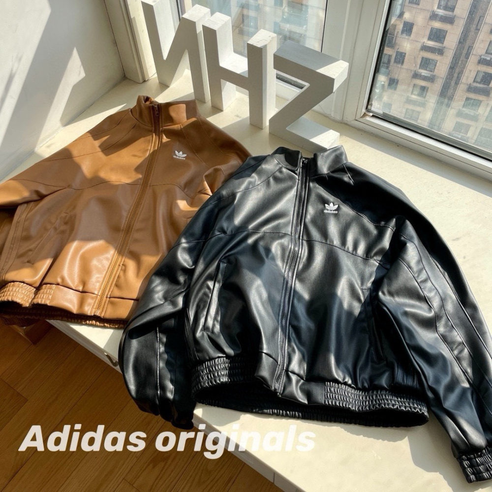 【LUNA-K】adidas orginals 美式復古皮衣外套 黑色 棕色＊S-2XL。C51131-細節圖3