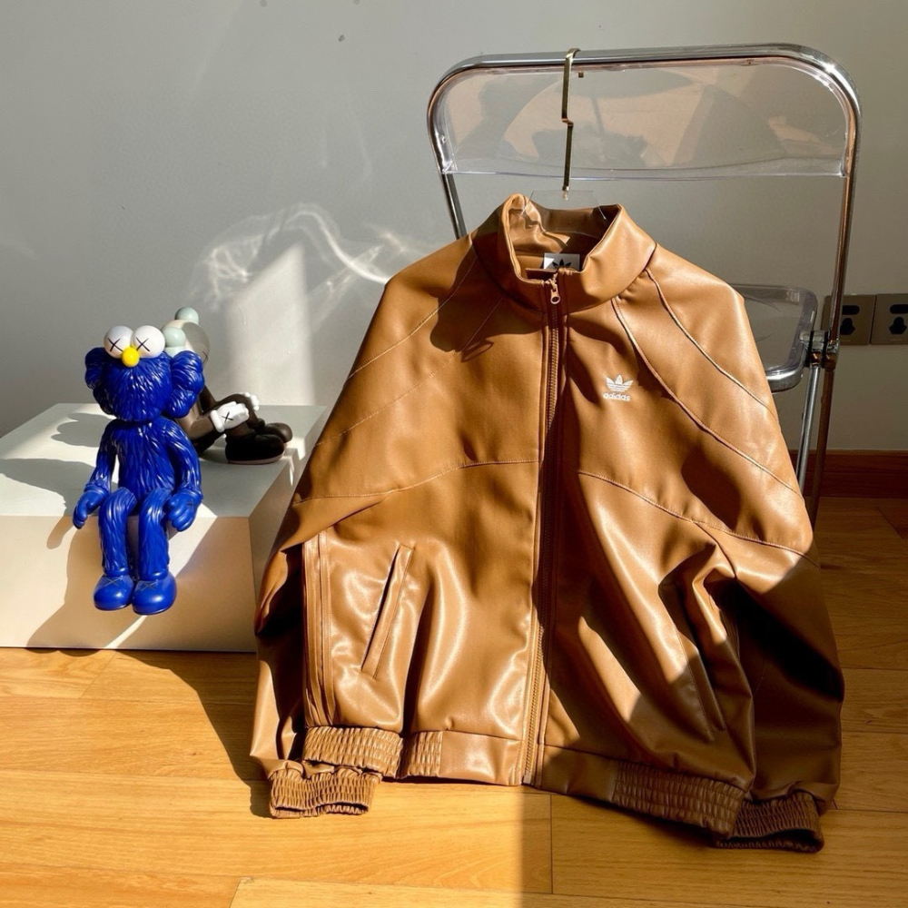 【LUNA-K】adidas orginals 美式復古皮衣外套 黑色 棕色＊S-2XL。C51131-細節圖4