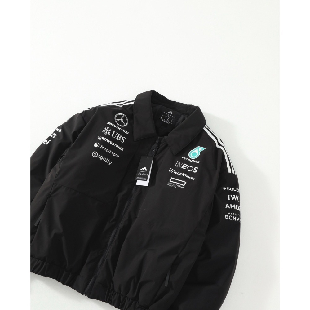 【LUNA-K】adidas x MERCEDES-AMG 聯名款輕羽絨拉鍊夾克外套 黑色＊S-XL。C51132-細節圖3
