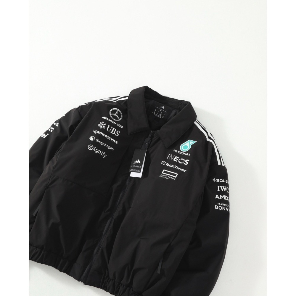 【最後一件】adidas x MERCEDES-AMG 聯名款輕羽絨拉鍊夾克外套 黑色＊S號。C51132-細節圖3