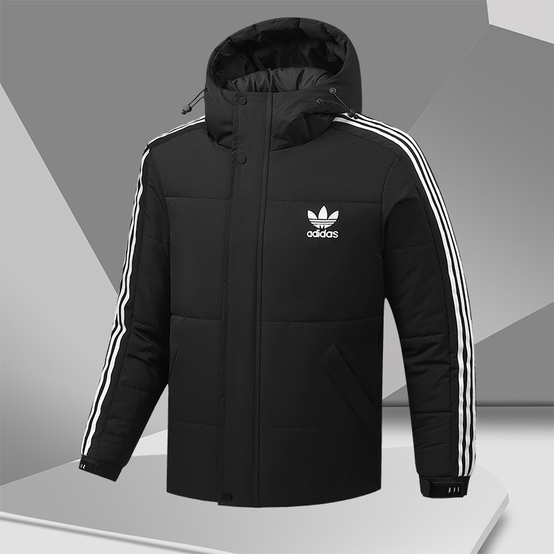 【LUNA-K】adidas 冬季新款刺繡小標羽絨棉服外套 黑色 米白色＊M-3XL。C51138-細節圖2