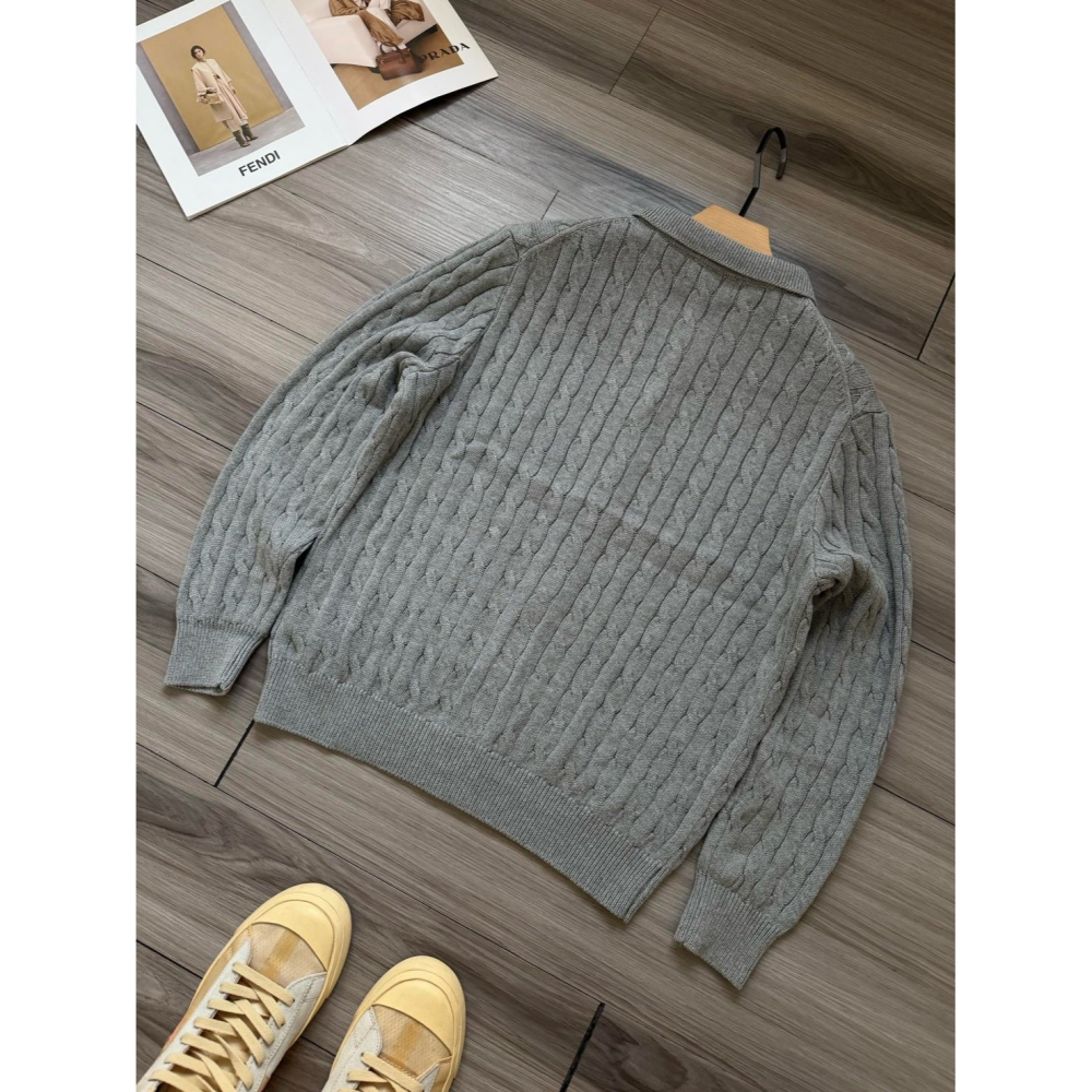 【LUNA-K】Polo Ralph Lauren 純色刺繡小標長絨針織外套 黑色 灰色＊S-XL。C51139-細節圖6