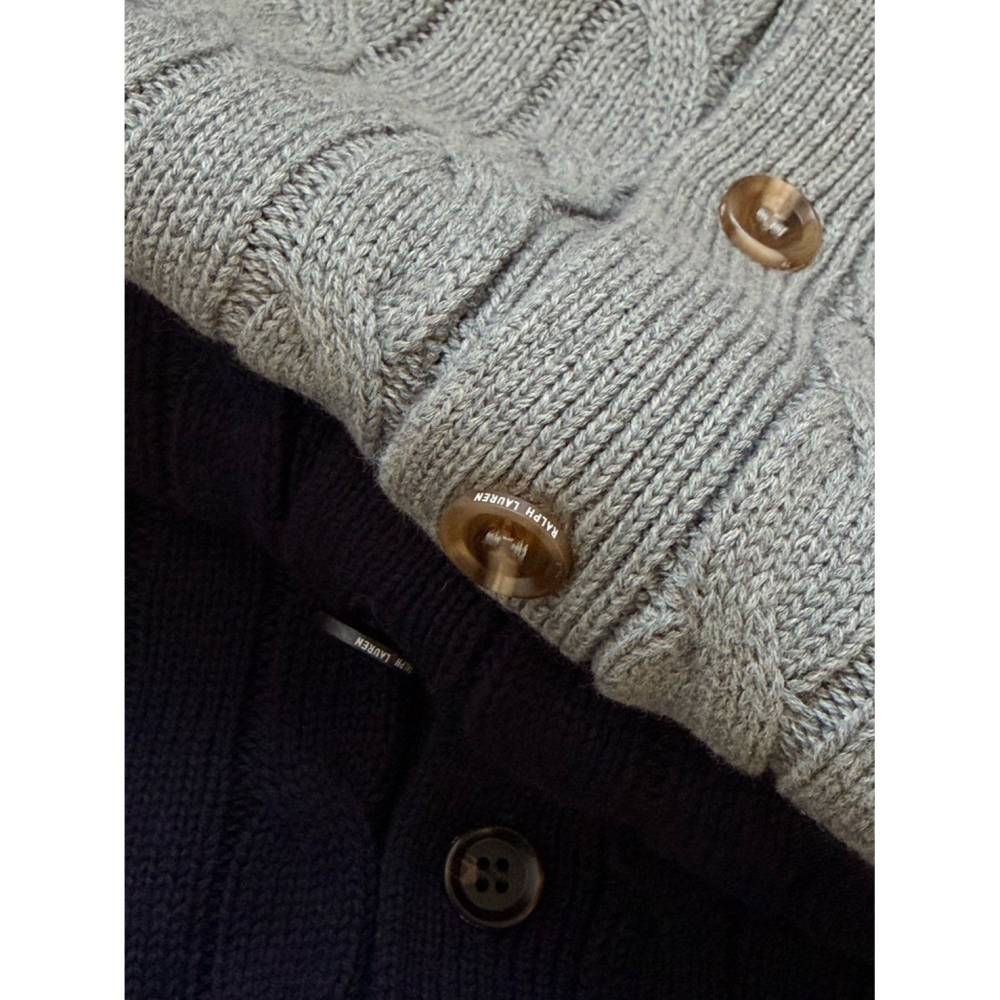 【LUNA-K】Polo Ralph Lauren 純色刺繡小標長絨針織外套 黑色 灰色＊S-XL。C51139-細節圖8