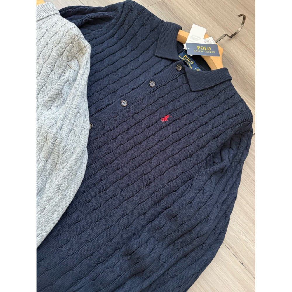 【LUNA-K】Polo Ralph Lauren 純色刺繡小標長絨針織外套 黑色 灰色＊S-XL。C51139-細節圖9