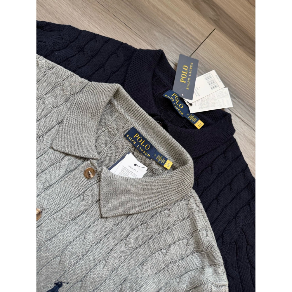 【LUNA-K】Polo Ralph Lauren 純色刺繡小標長絨針織外套 黑色 灰色＊S-XL。C51139-細節圖10