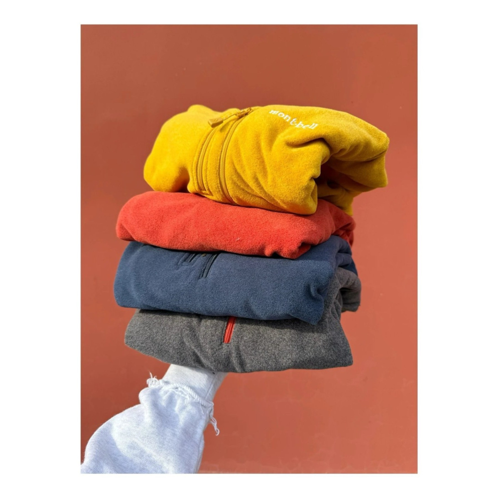 【LUNA-K】Mont-bell 半拉鍊套頭保暖抓絨衣 黃色 灰色 藏青 橘紅＊S-XL。C51202-細節圖2