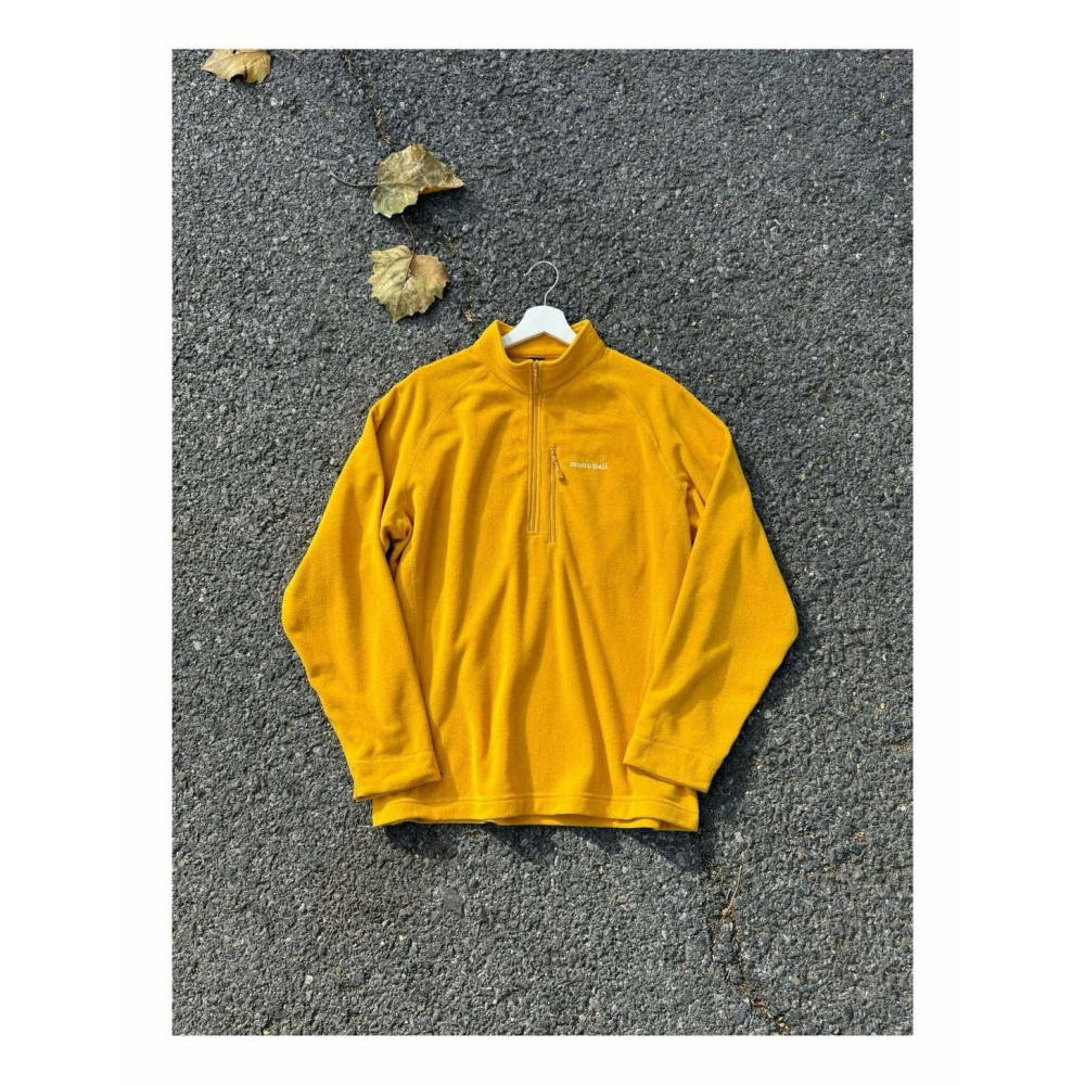 【LUNA-K】Mont-bell 半拉鍊套頭保暖抓絨衣 黃色 灰色 藏青 橘紅＊S-XL。C51202-細節圖3