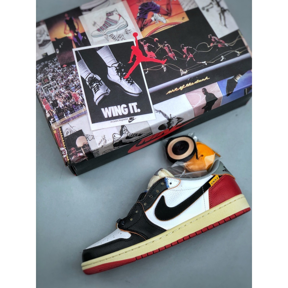 【LUNA-K】Air Jordan 1 Retro Low 黑白紅低筒休閒運動滑板鞋＊US 5.5~12。A51208-細節圖3