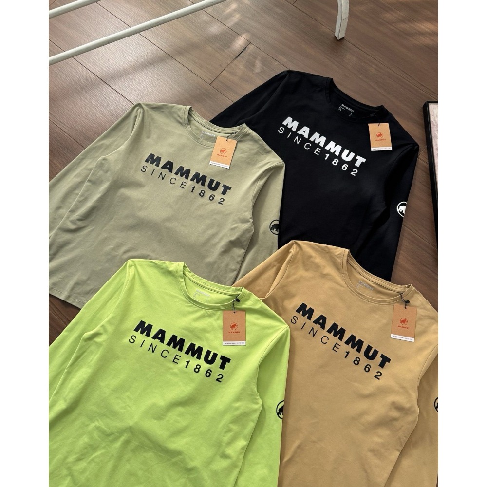 【LUNA-K】MAMMUT 猛瑪象秋款戶外休閒棉質長袖T 黑色 淺綠 黃色 螢光綠 ＊M-3XL。C60903-細節圖2