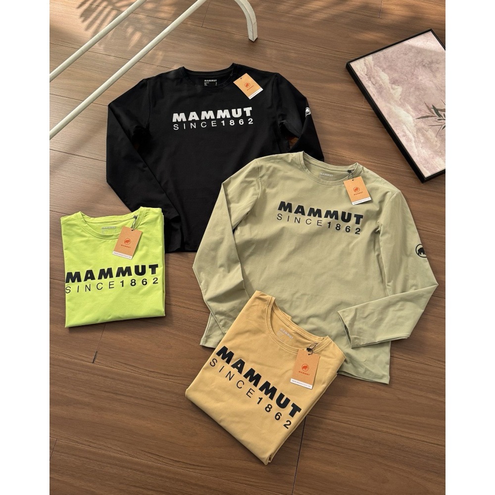 【LUNA-K】MAMMUT 猛瑪象秋款戶外休閒棉質長袖T 黑色 淺綠 黃色 螢光綠 ＊M-3XL。C60903-細節圖3