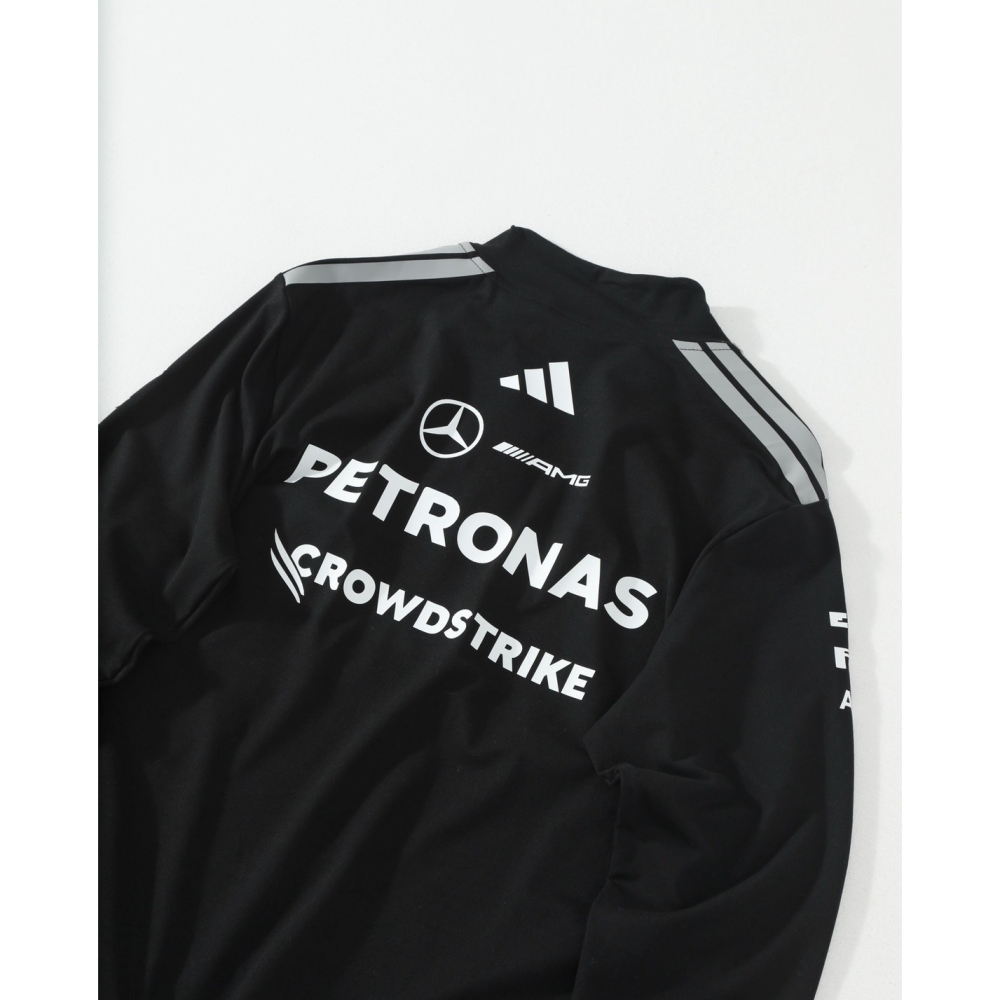 【LUNA-K】adidas x MERCEDES-AMG 聯名款半拉鍊V領長袖T 黑色＊S-XL。C60910-細節圖4